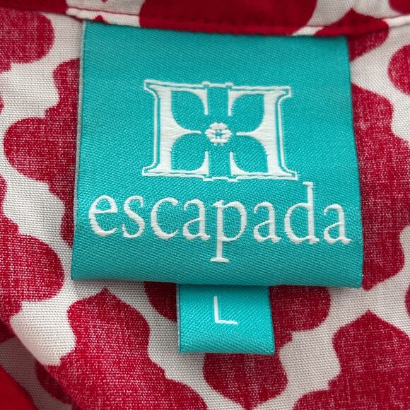 Escapada Red Ruffled Sleeve White Lattice V Neck Top - Picture 7 of 8